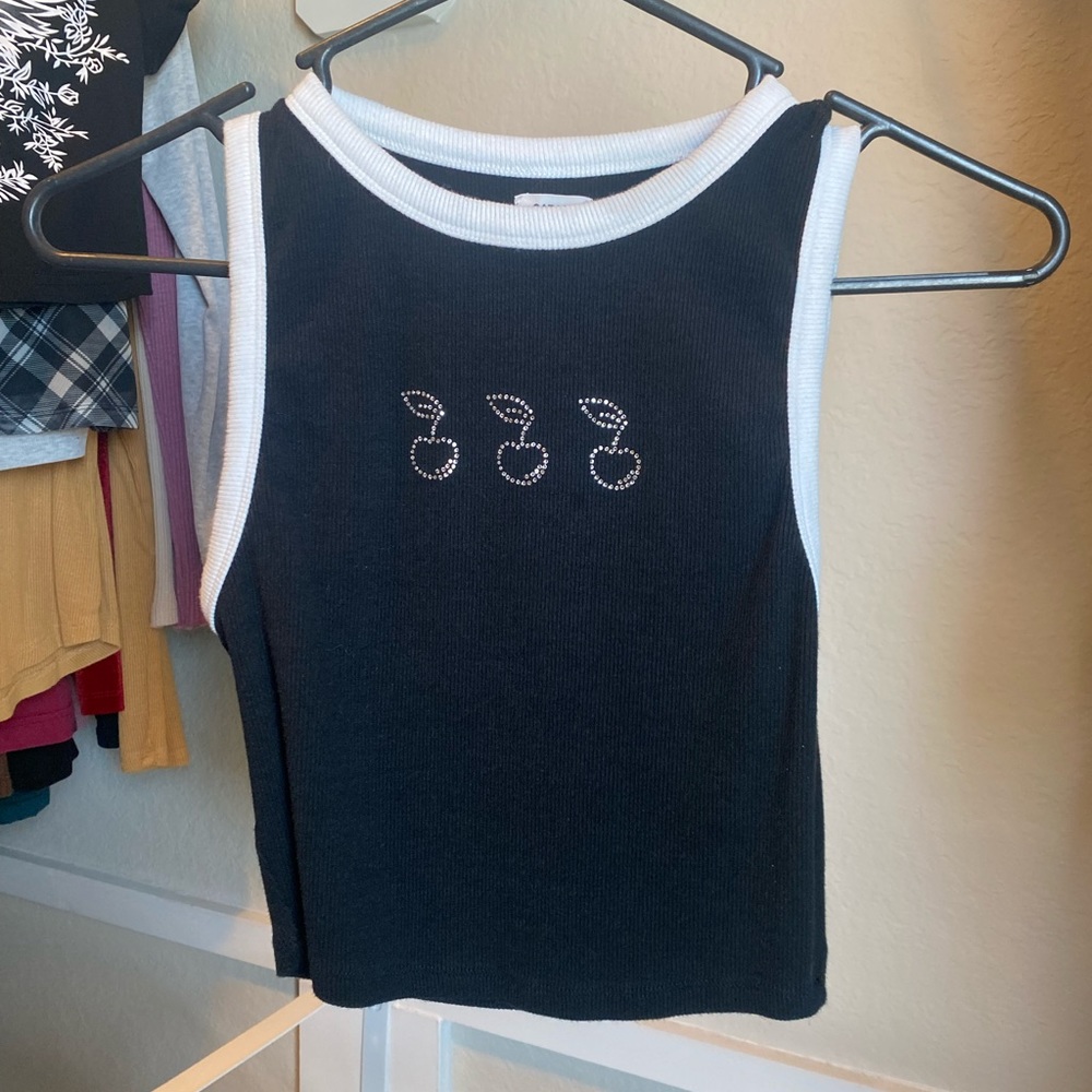 Garage cherry cute black tank top